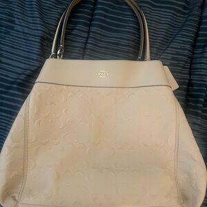 Coach Embossed Shoulder Tote Bag